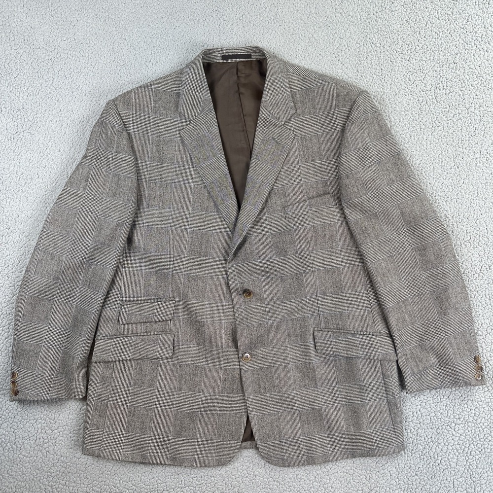 Triona Donegal Ireland Donegal Wool Blazer Men 48R Beige Glen Check